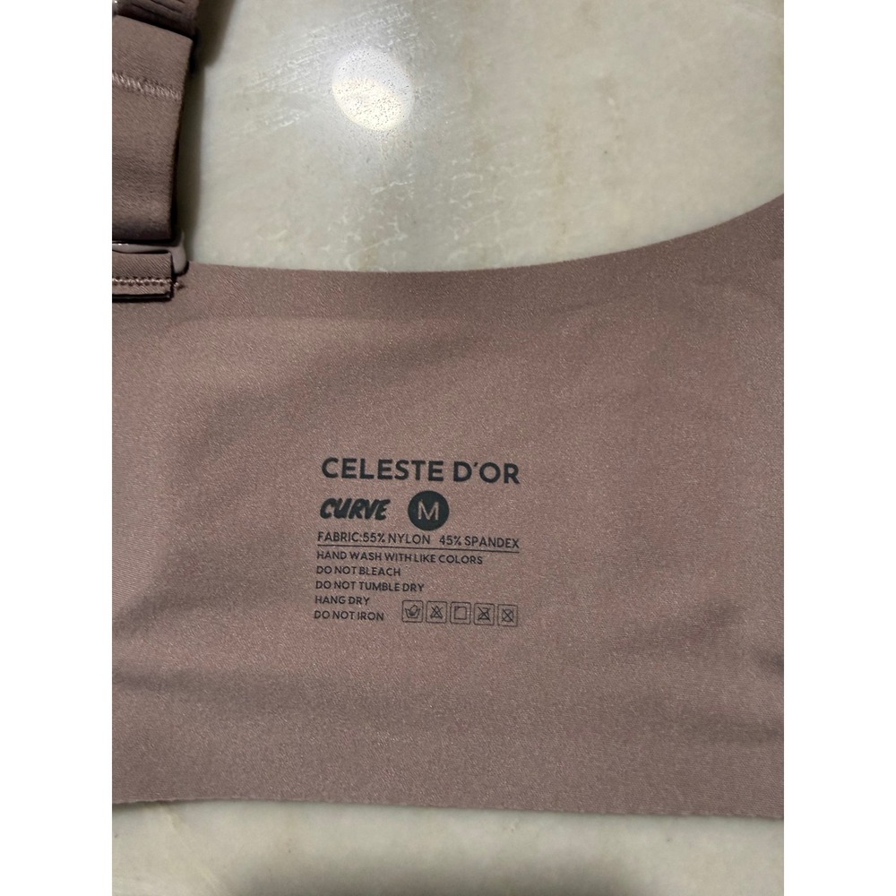 NWOT Celeste D'Or Curve Wireless Seamless Bra Brown Sz Medium Adjustable Straps - Picture 7 of 9